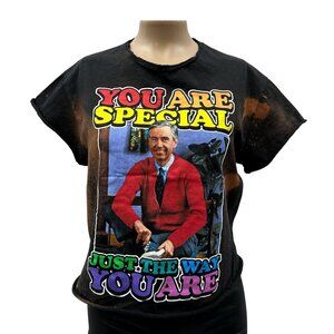 Custom Cut -Out Mister Rogers Neighborhood Ripple Junction‎ Graphic Tee Black S